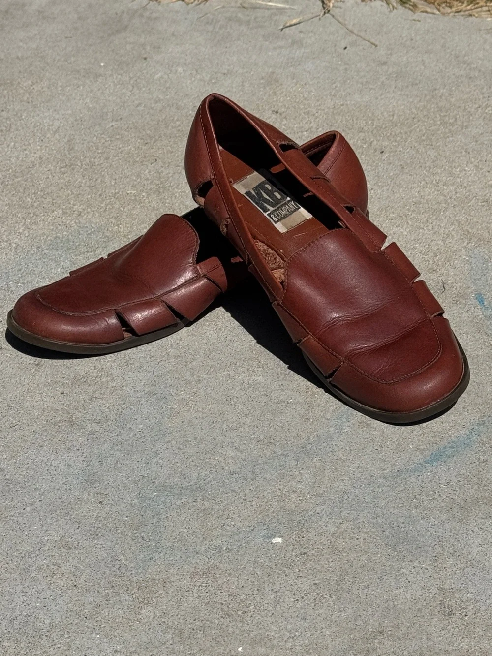 Vintage 90s Women's Brown Leather Slip-On Loafer Sandals - Classic Comfort Sz 8